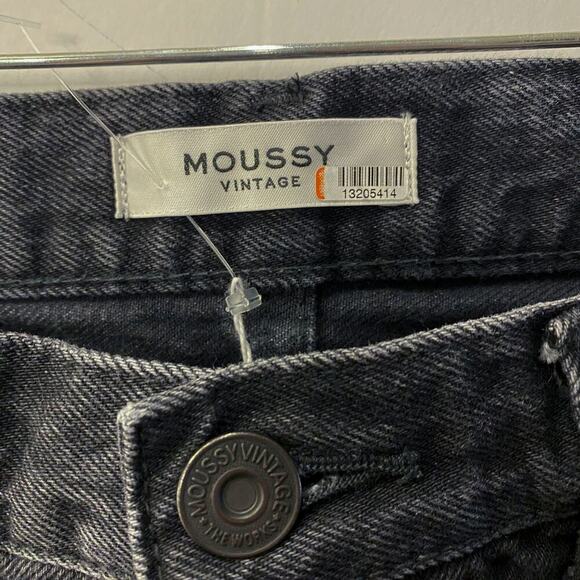 Moussy Vintage Staley Tapered Straight Leg raw hem Jeans in Black Size 28 - Picture 5 of 11